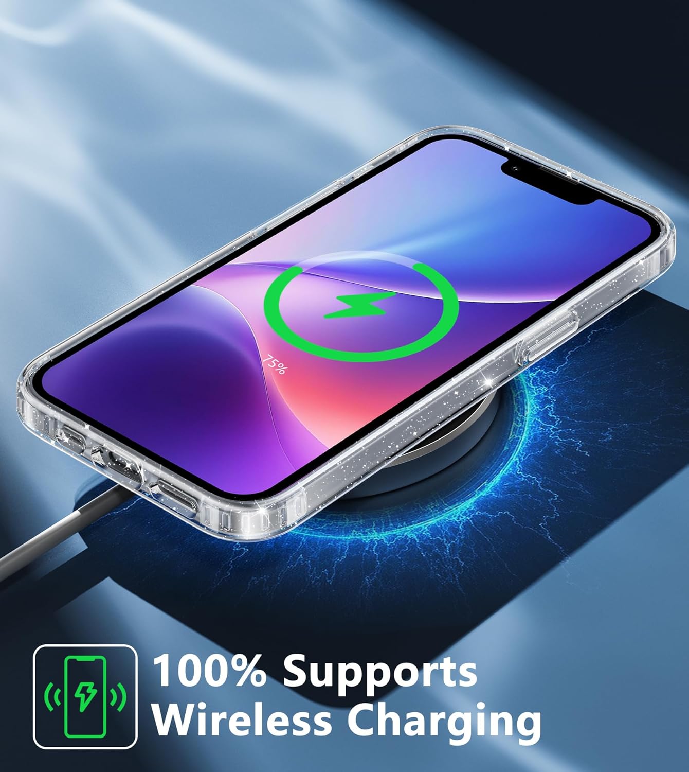 FNTCASE for iPhone 16e Case Glitter: for Phone 17e Case Bling Sparkle Clear Anti Yellowing Rugged Case Military Grade Protection Slim Cases | Scratch-Resistant Transparent Cell Phone Cover (Shiny) | Glitter, Bling, Sparkle, Anti Yellowing, Slim Cases - Image 5