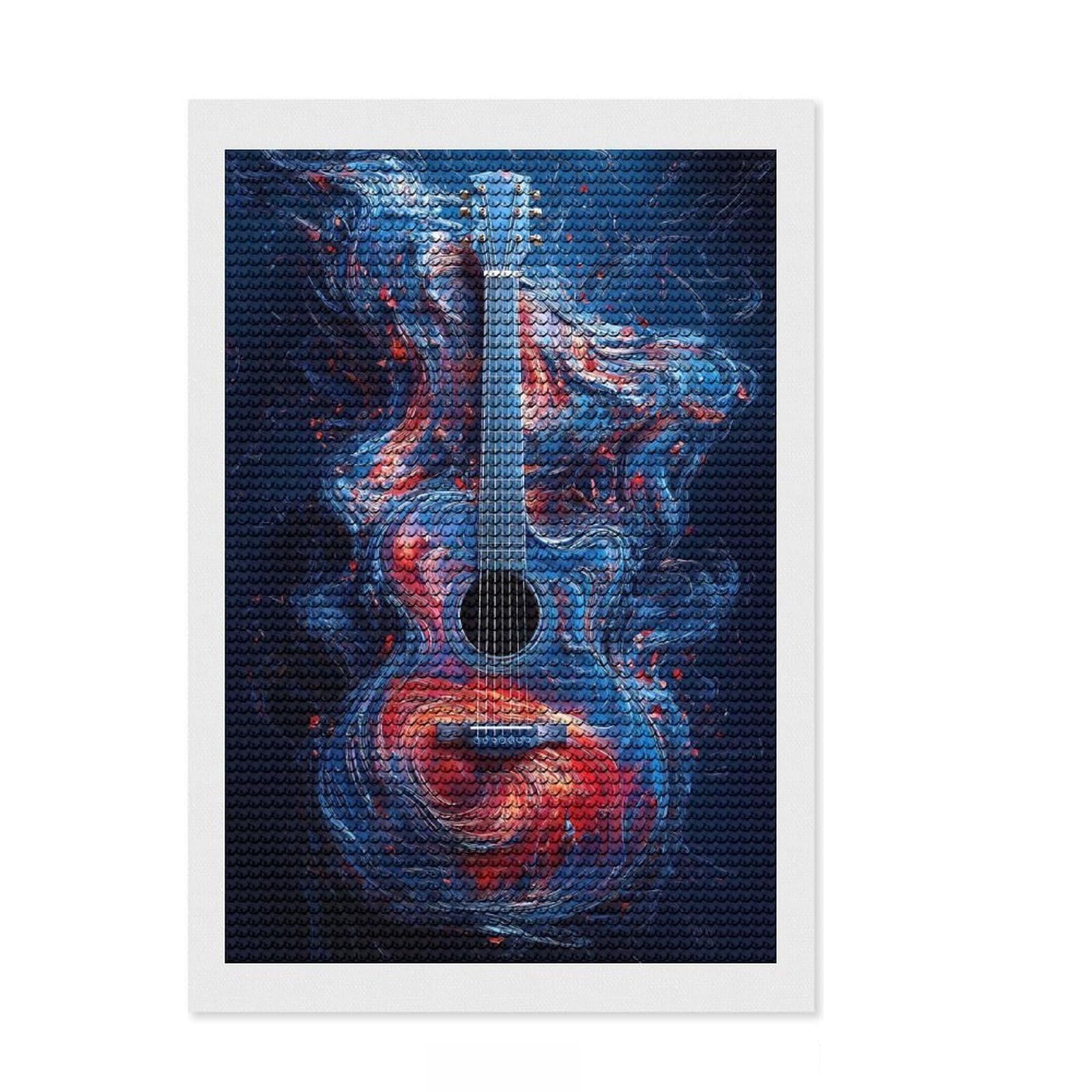 Junmoney Abstract Guitar Art Diamond Art Kit 8"x12", Full Kit Included, Living Room Decor, for Teens, Thoughtful Handmade Gift, with Tool Kit