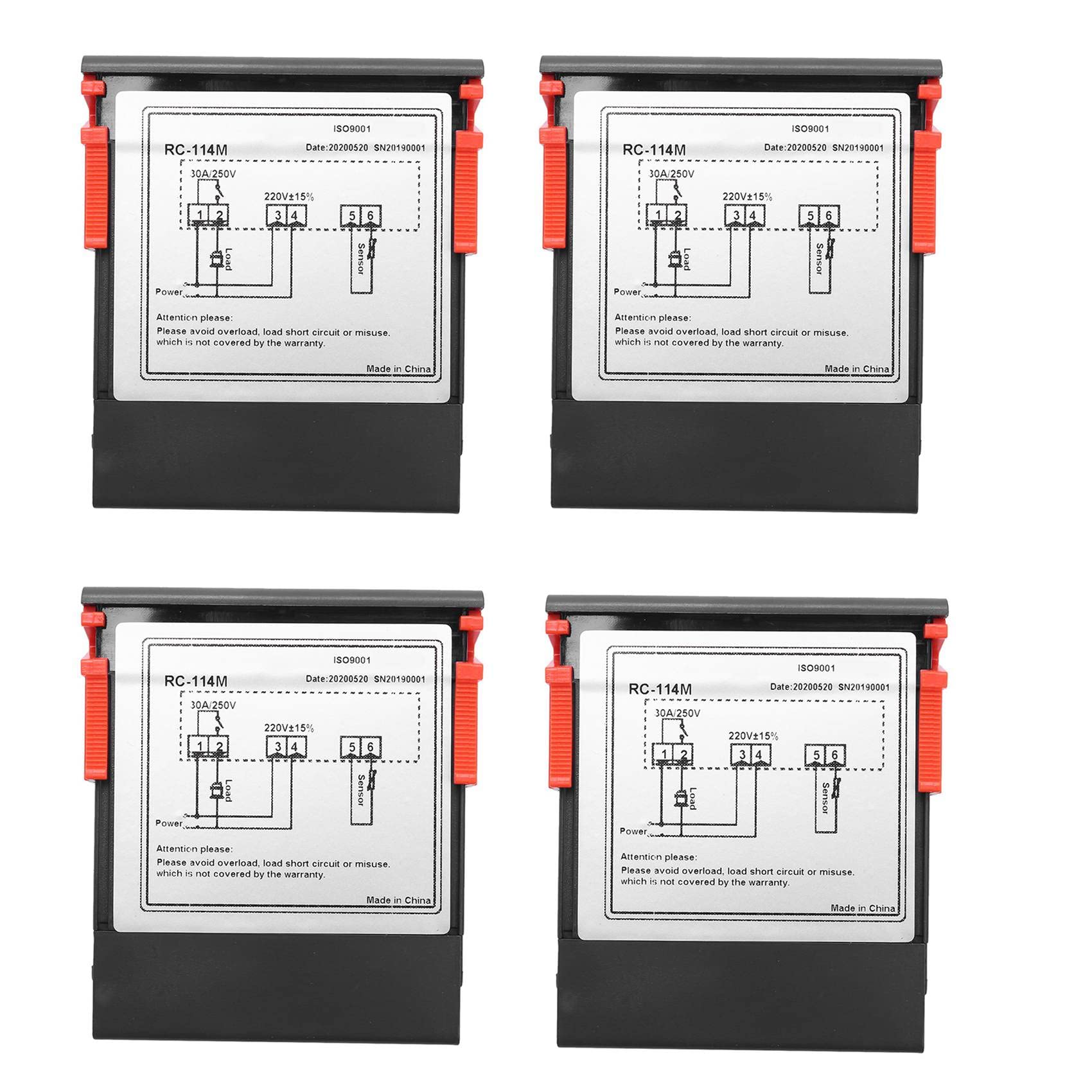Jnchdghwa Black 4X 220V/30A Digital Temperature Controller Rc-114M Thermostat Relay Output -30-300 Degree With Sensor