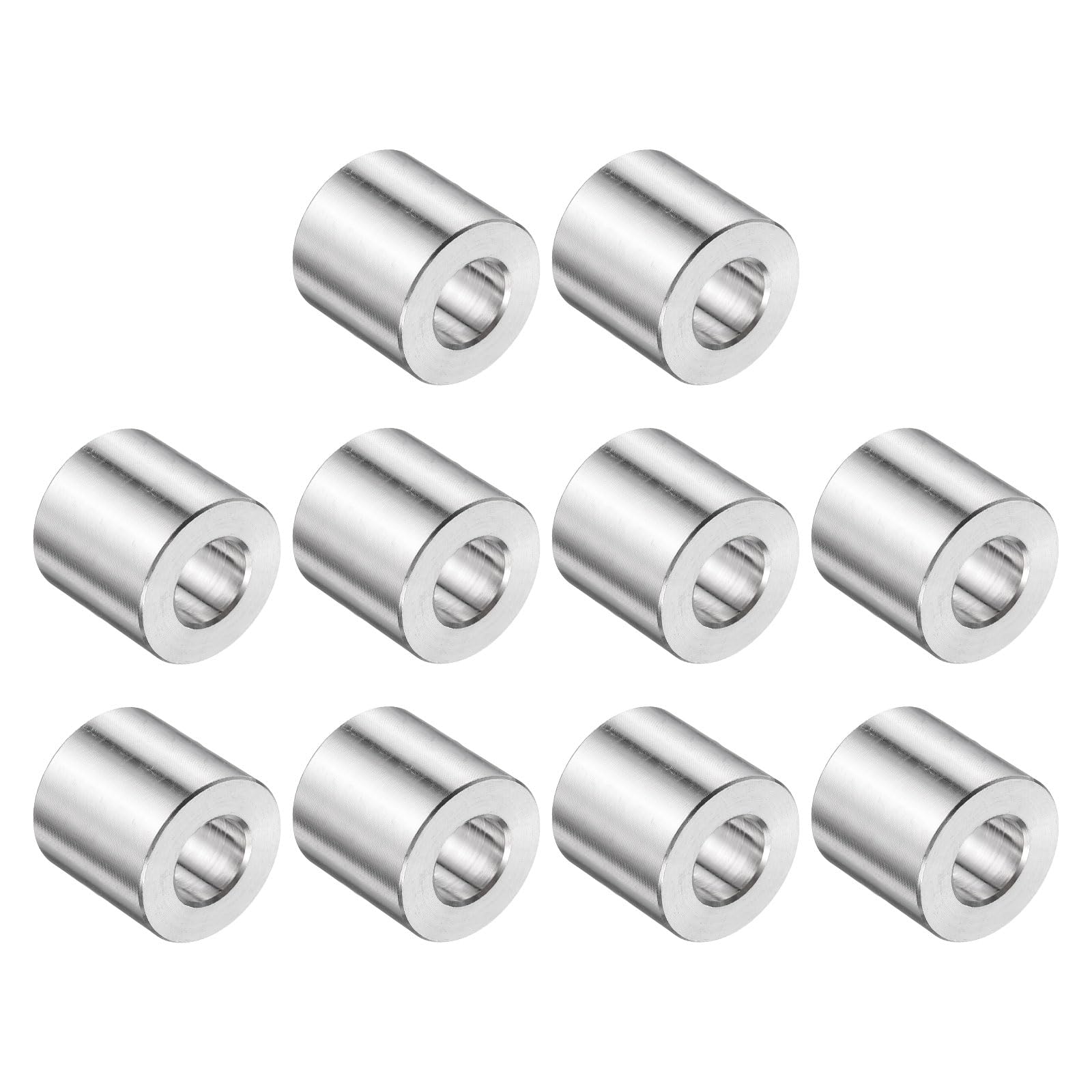 uxcell 10pcs Stainless Steel Spacer 1/2" Bore x 1" OD x 7/8" Length Screw Bushing Plain Finish Round Metal Spacer for M12 Screws Bolts and Rods
