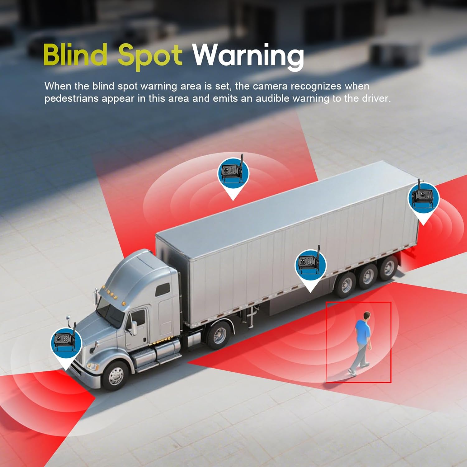 Wireless Backup Camera for Trucks, RV Backup Camera Wireless with 7" HD Monitor 4 Channels Split Screen, BSD Alert, IP68 Waterproof,IR Night Vision Wide Angle, DIY Guide Lines, Loop Recording