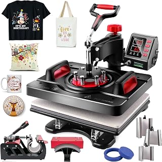 Pro Heat Press, 8 in 1 Heat Press Machine for T Shirts, 15 x 12 Inch Shirt Press Machine, 360-Degree Swing Away Heat Transfer Sublimation Shirt Printing Machine for Tshirts Mugs Plates Caps (R-8 IN 1)
