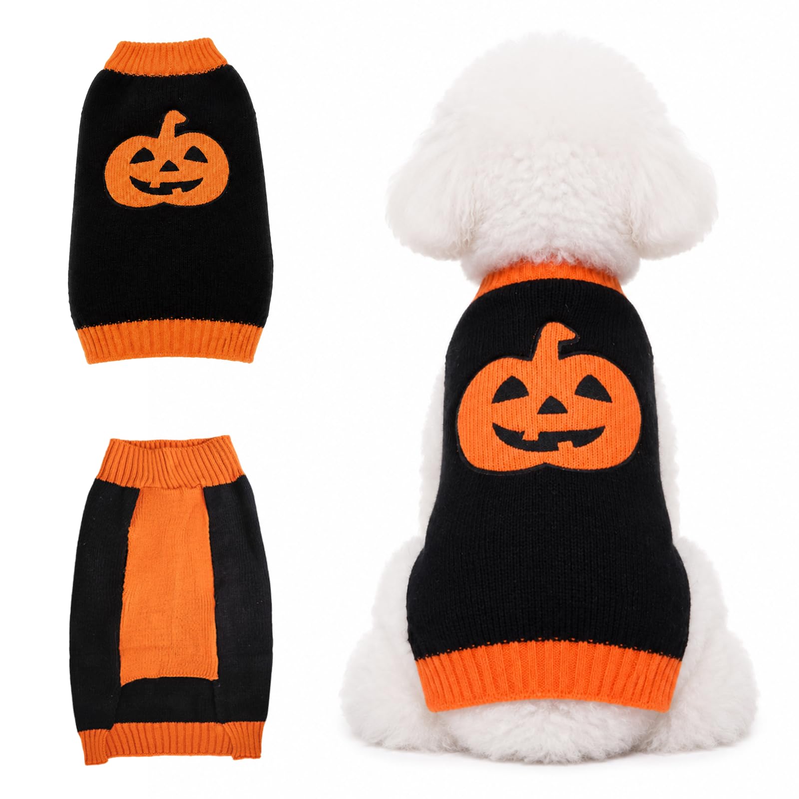 Halloween Dog Jumpers Pumpkin Sweater Costume Puppy Cat Turtleneck Sweater Pet Role Play Costume Suitable For Halloween Carnival Fun Holiday Party Suitable For Small Medium Cats And Dogs (XL)