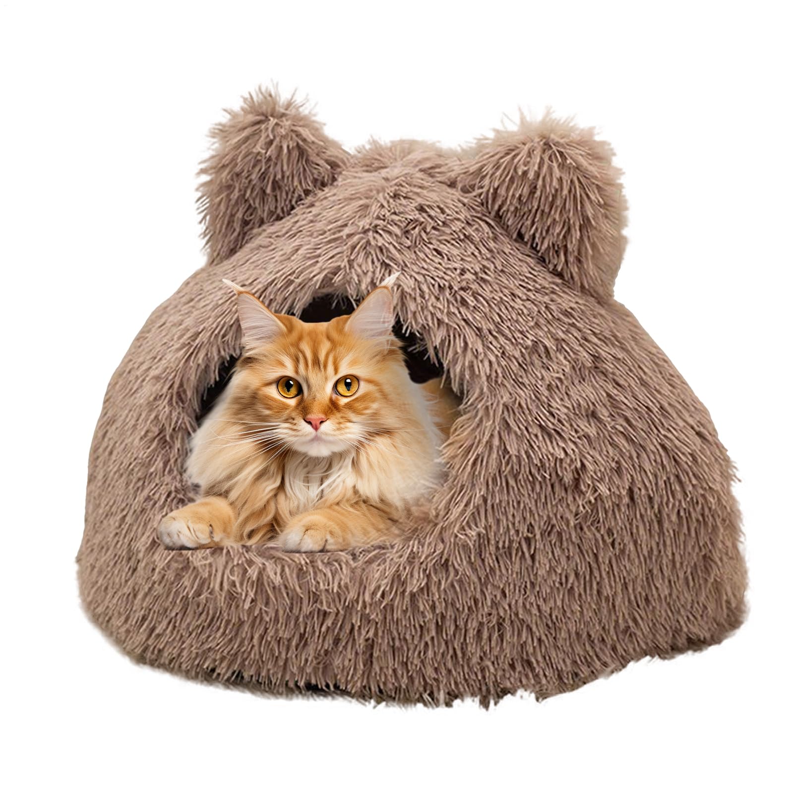 Lit rond à capuche pour chat idéal pour réchauffer le salon ou une chambre en hiver