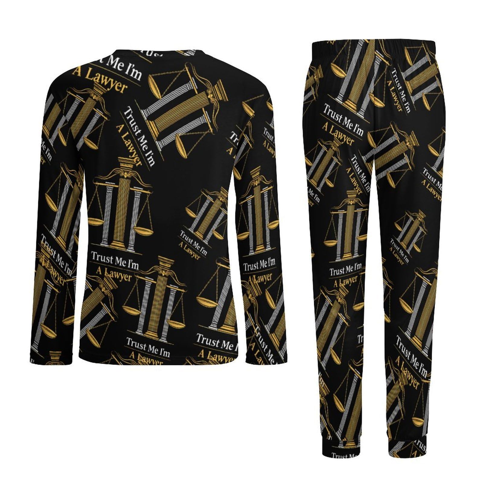 Trust Me Im A Lawyer - Conjunto de pijama para hombre, cuello redondo, 2 piezas, manga larga, suave, transpirable para todas las estaciones