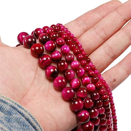 Miniatura 2 de 4, 6, 8, 10, 0.47 pulgadas, cuentas de piedras preciosas naturales de ojo de tigre rojo y rojo para manualidades, pulseras, collares, aretes, joyas,