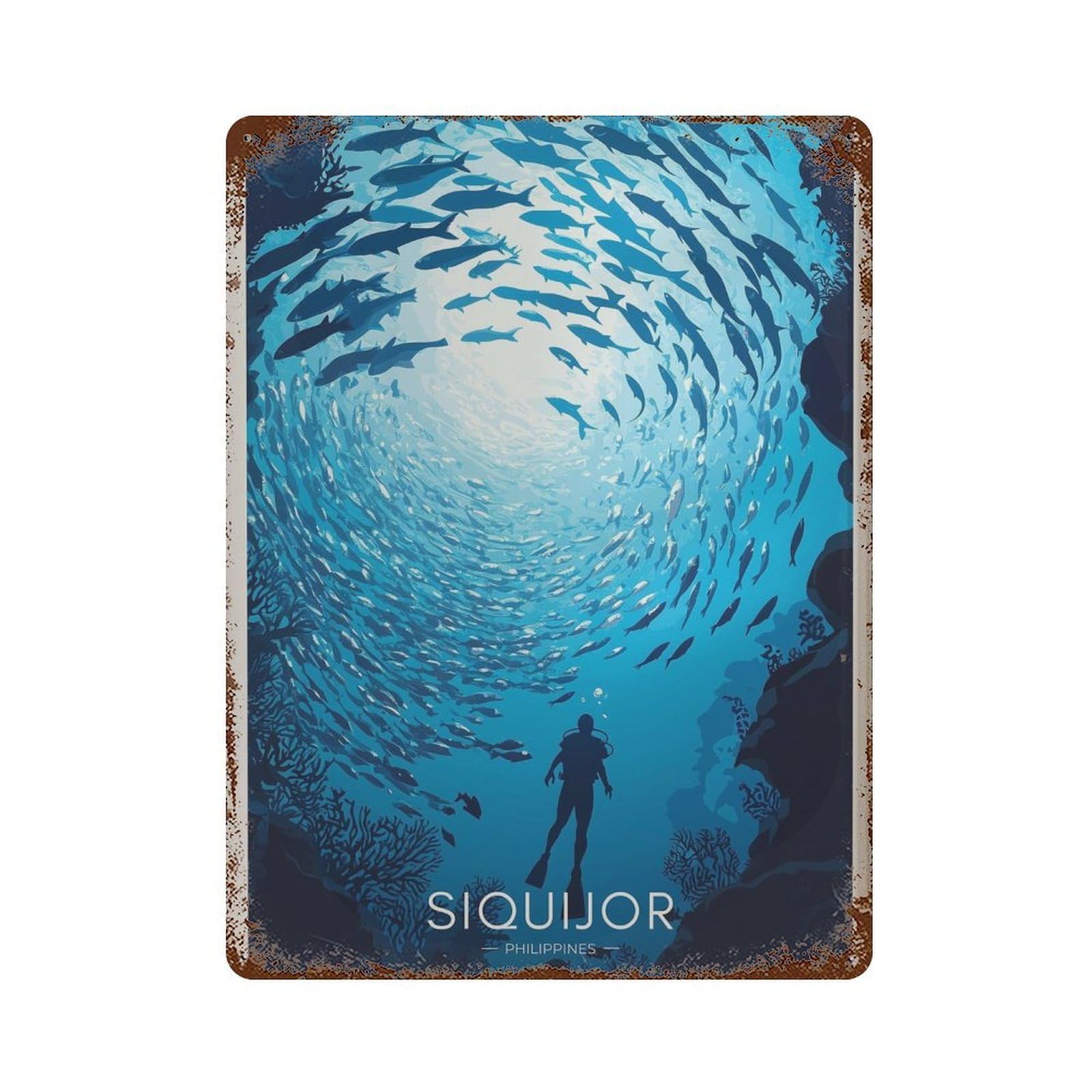 xiaoxiaoshen Siquijor Diving Philippines Travel Wall Decor Art Metal Tin Poster Modern Home Decor Art Home Bar Shop Decorations Vintage Sign 40x30cm