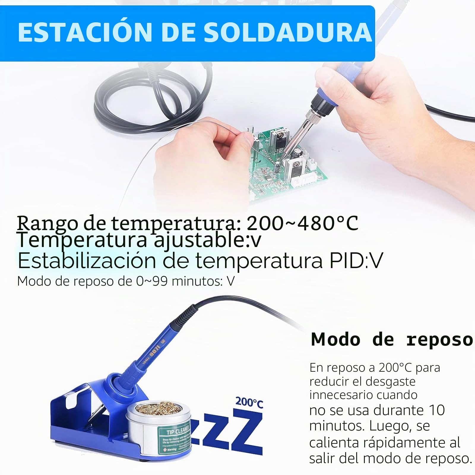 YIHUA 862BD+ Estación De Soldadura 2 En 1 SMD Con Soldador Aire Caliente Y Soldador Estaño Profesional, Estabilización De Temperatura Para Electrónica, DIY, retrabajos Y Reparaciones (UE)
