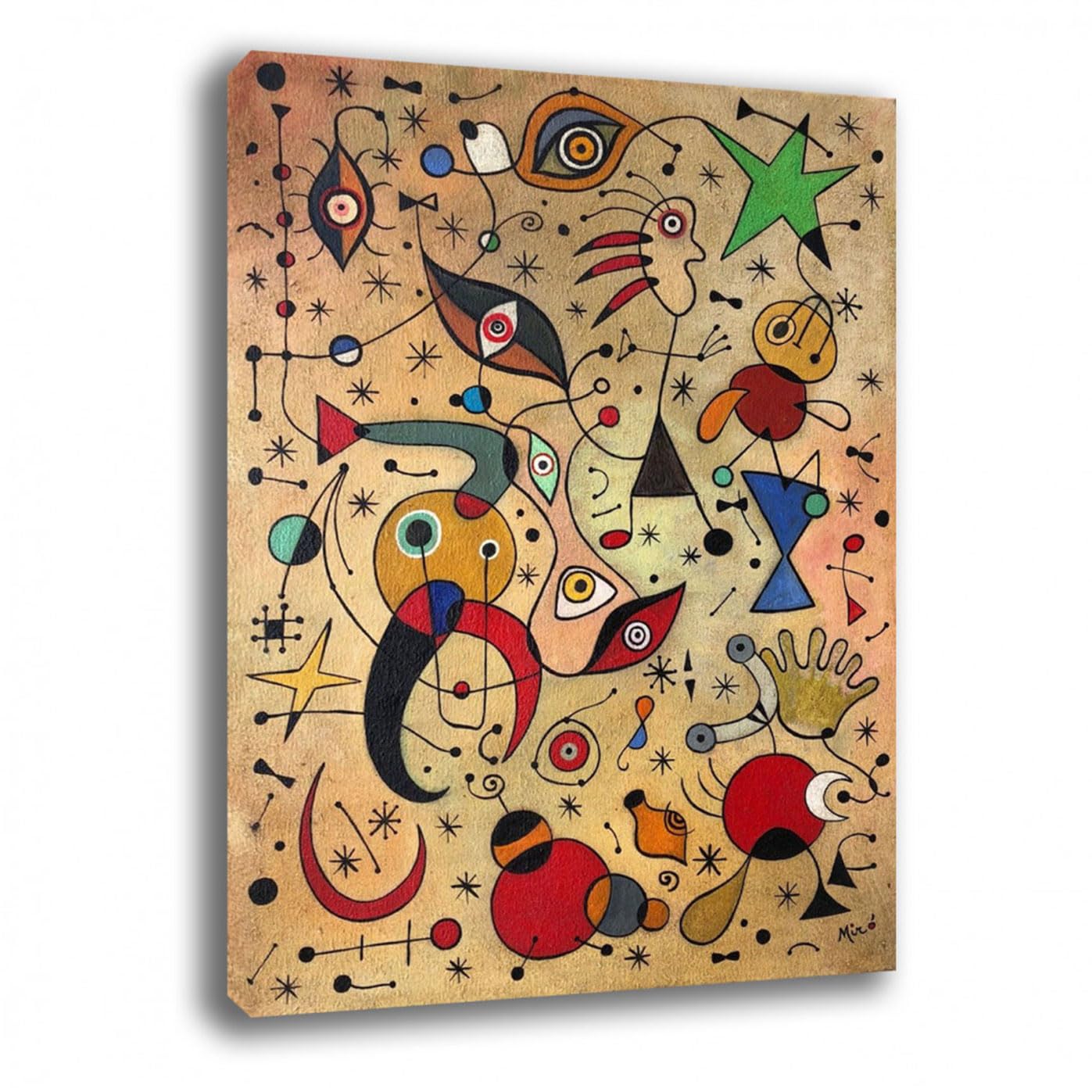 Printerland Quadro moderno stile MIRO Joan Mirò RIPRODUZIONE STAMPA SU TELA Quadri Moderni soggiorno Astratto Arte Cucina Sala Pranzo Ufficio Camera da letto (50x70 cm, 9)