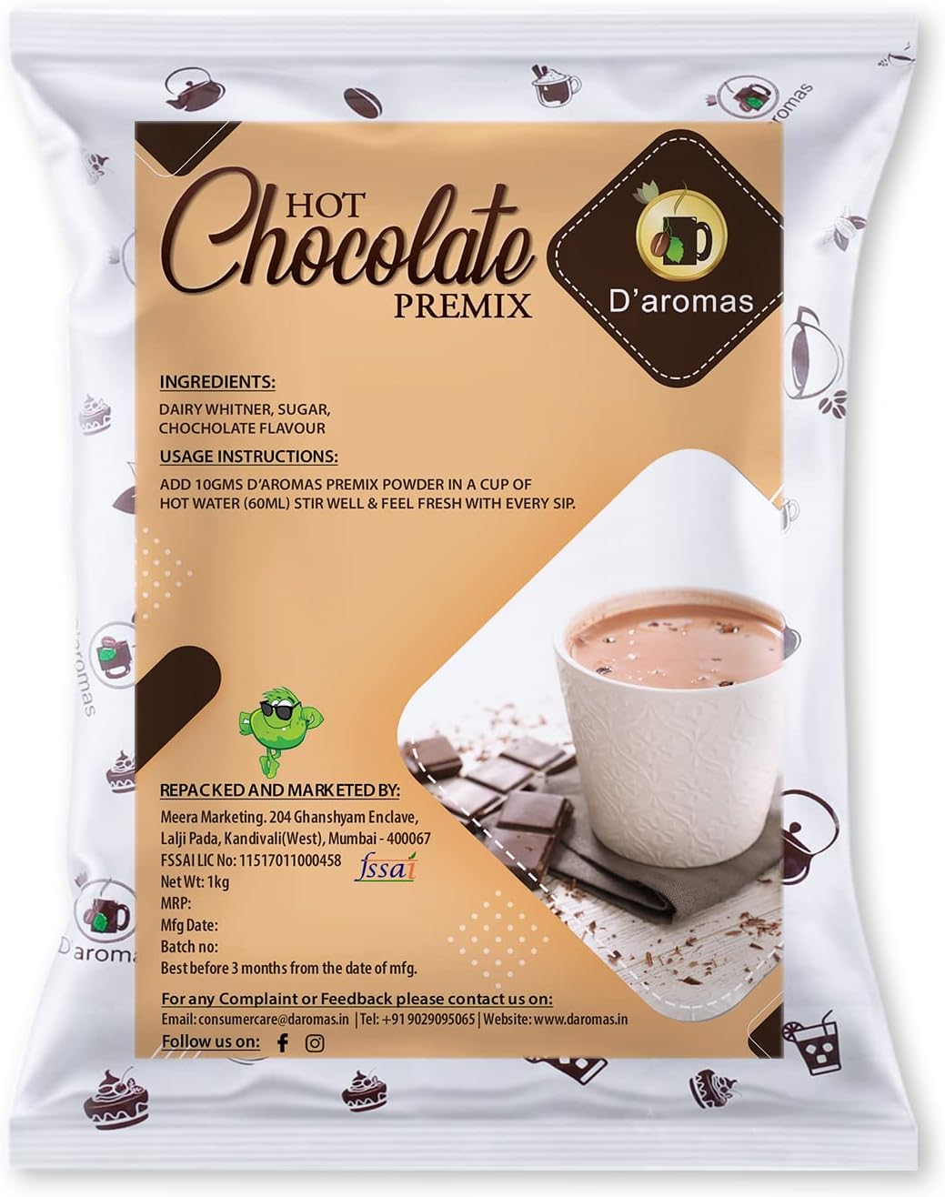Hot Chocolate Premix Instant Drink 1kg|Rich in Taste - Just Hot Water|Suitable for all Vending Machines