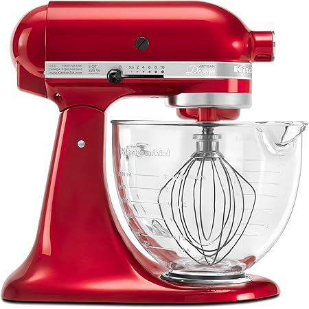 KitchenAid KSM155GBCA 5-Qt. Artisan Design Series with Glass Bowl - Candy Apple Red