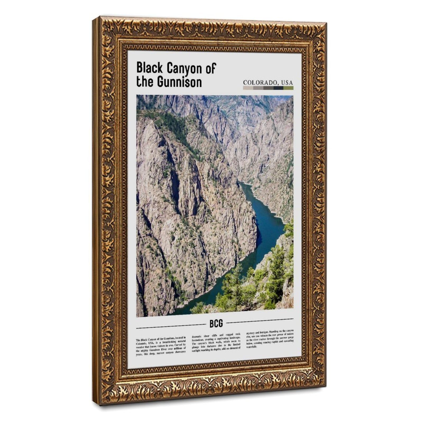 Wcyb Retro Gold Frame Black Canyon Ofthe Gunnison Colorado The United States Of America Scenery Travel Prints Posters Canvas Deco Paintings Wall Art For Office Hangable Fra
