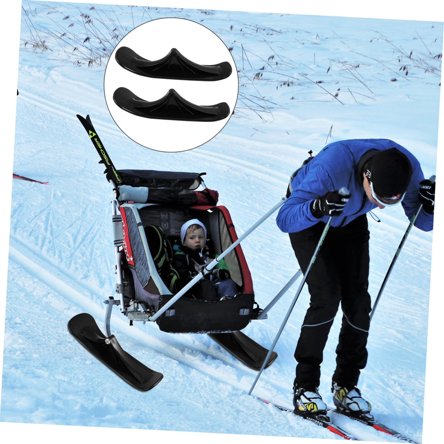 Patineta Plegable Tipo Trineo para Scooter de Nieve, Accesorio Duradero de Material Resistente, Piezas para Esquí Dual al Aire Libre, Conversión para Niños y Uso en Invierno