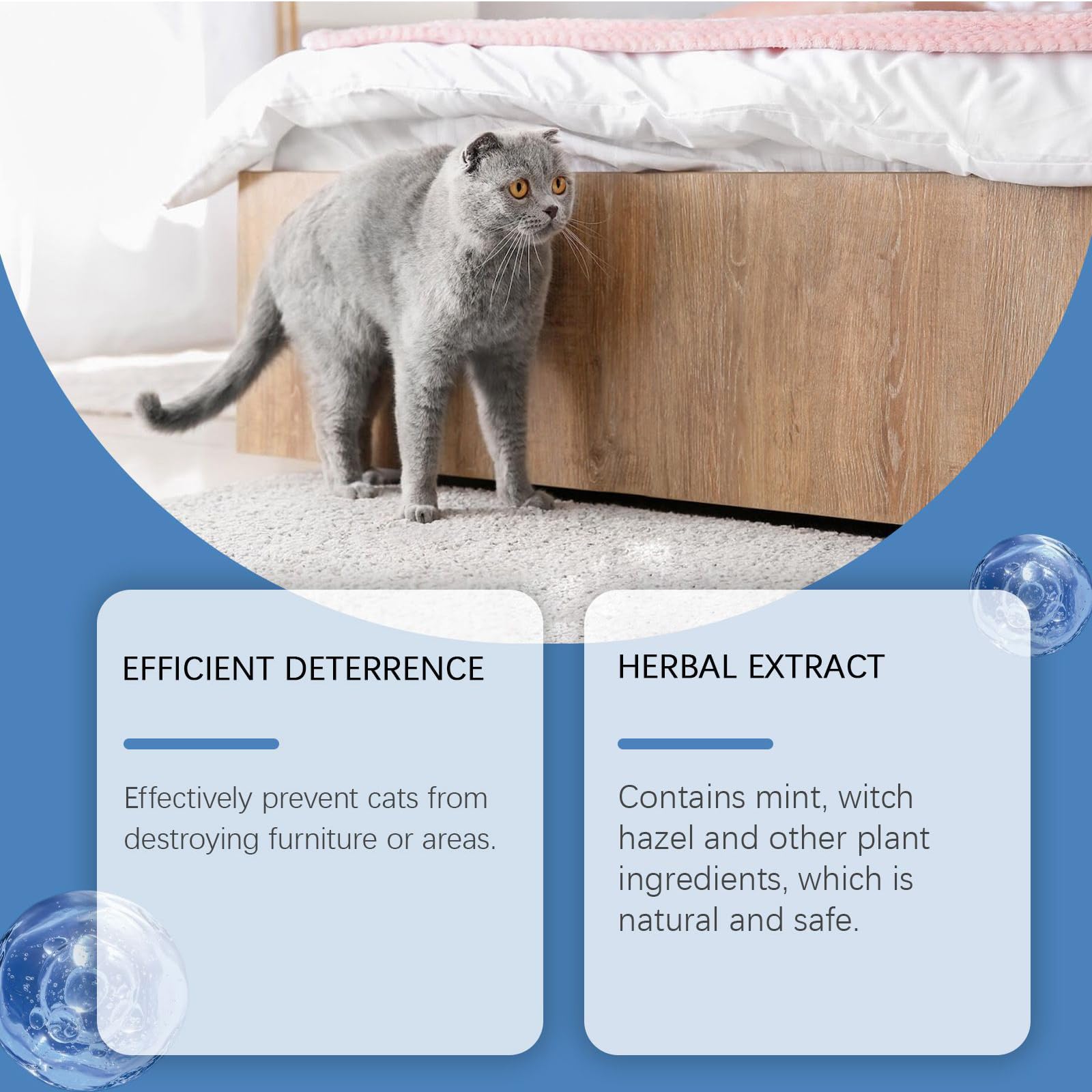Spray Anti Arañazos para Gatos Sofá，Espray Antiarañazos，Ideal para Uso Indoor y Outdoor con Cat y Gatitos,100ml，Spray Ahuyentador para Gatos para Proteger Sofá y Muebles