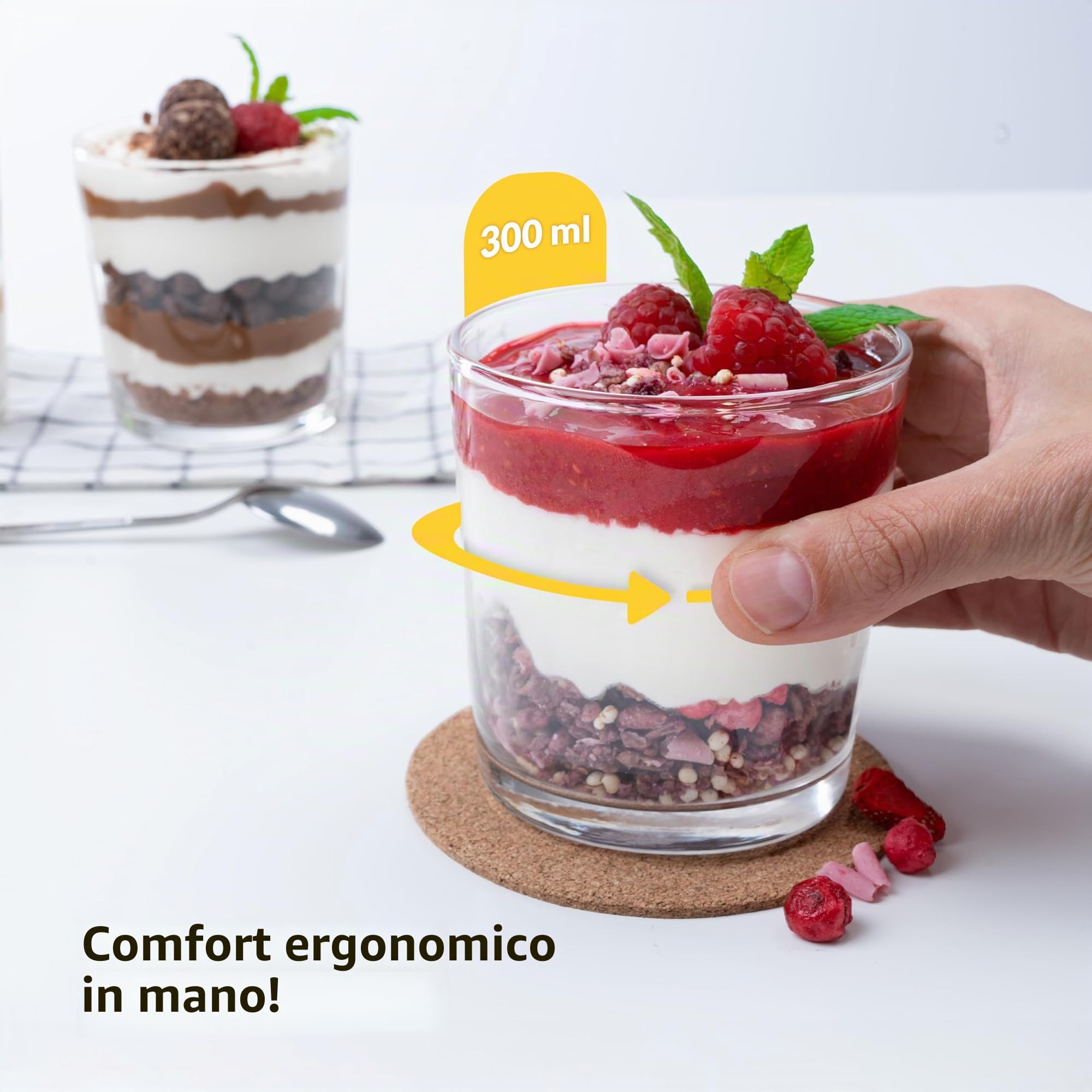 KONZEPT Set di Bicchieri da Dessert in Vetro da 300 ml, Ideali per Gelato o Yogurt
