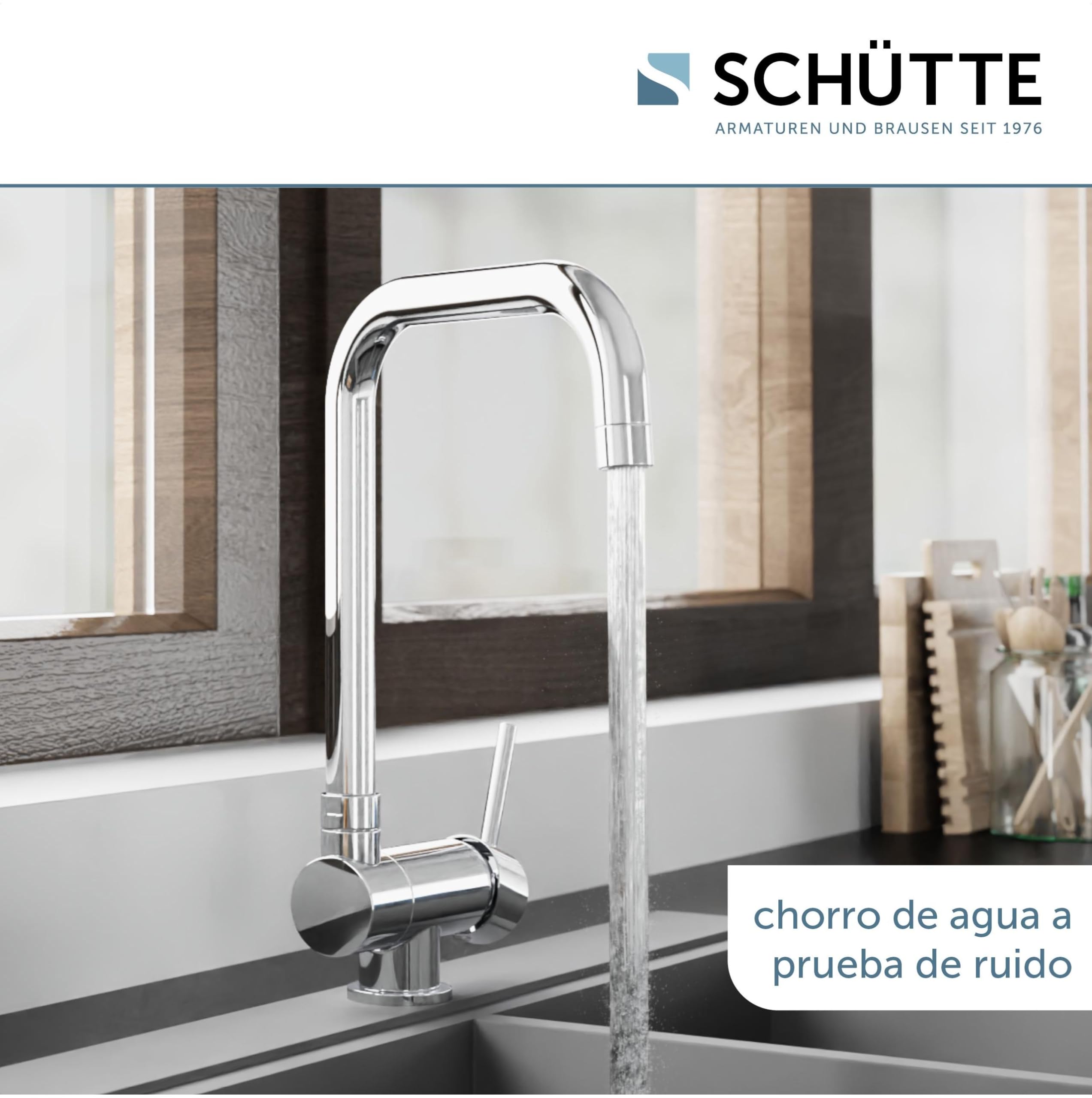 SCHÜTTE 24550 WINDOW Grifo Monomando de Cocina Bajo Ventana, Orientable 360°, Cromado
