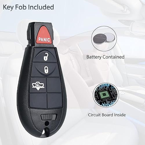 Miniatura 2 de Llavero de entrada sin llave compatible con Dodge RAM 1500 2500 3500 2013 2014 2015 2016 2017 2018 2019 2020 2021 Control remoto suspensión
