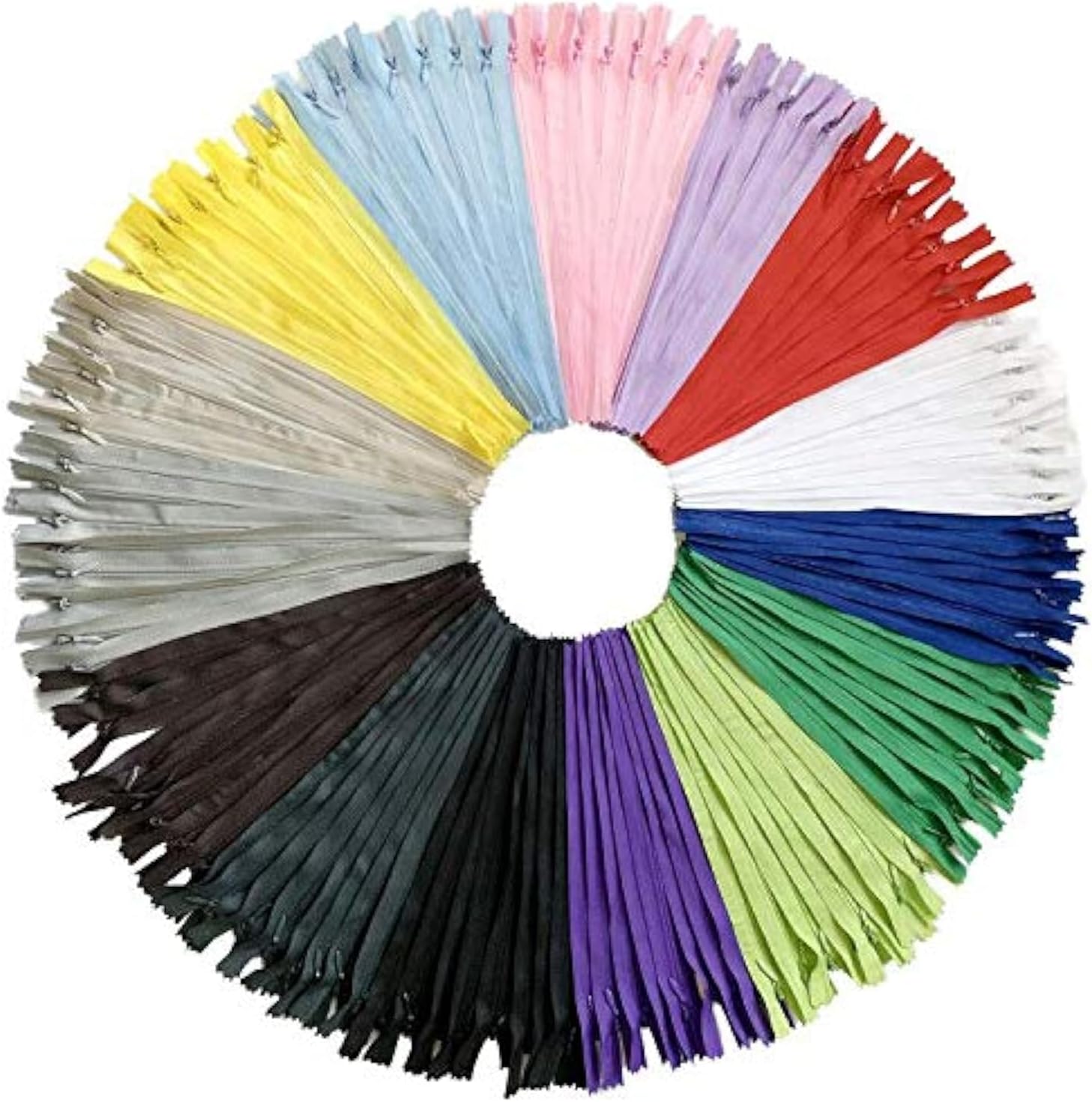 75 x 40 cm/15 Inches Invisible Multi-Coloured Nylon Reel Zippers for Sewing and Crafts, 15 Colours