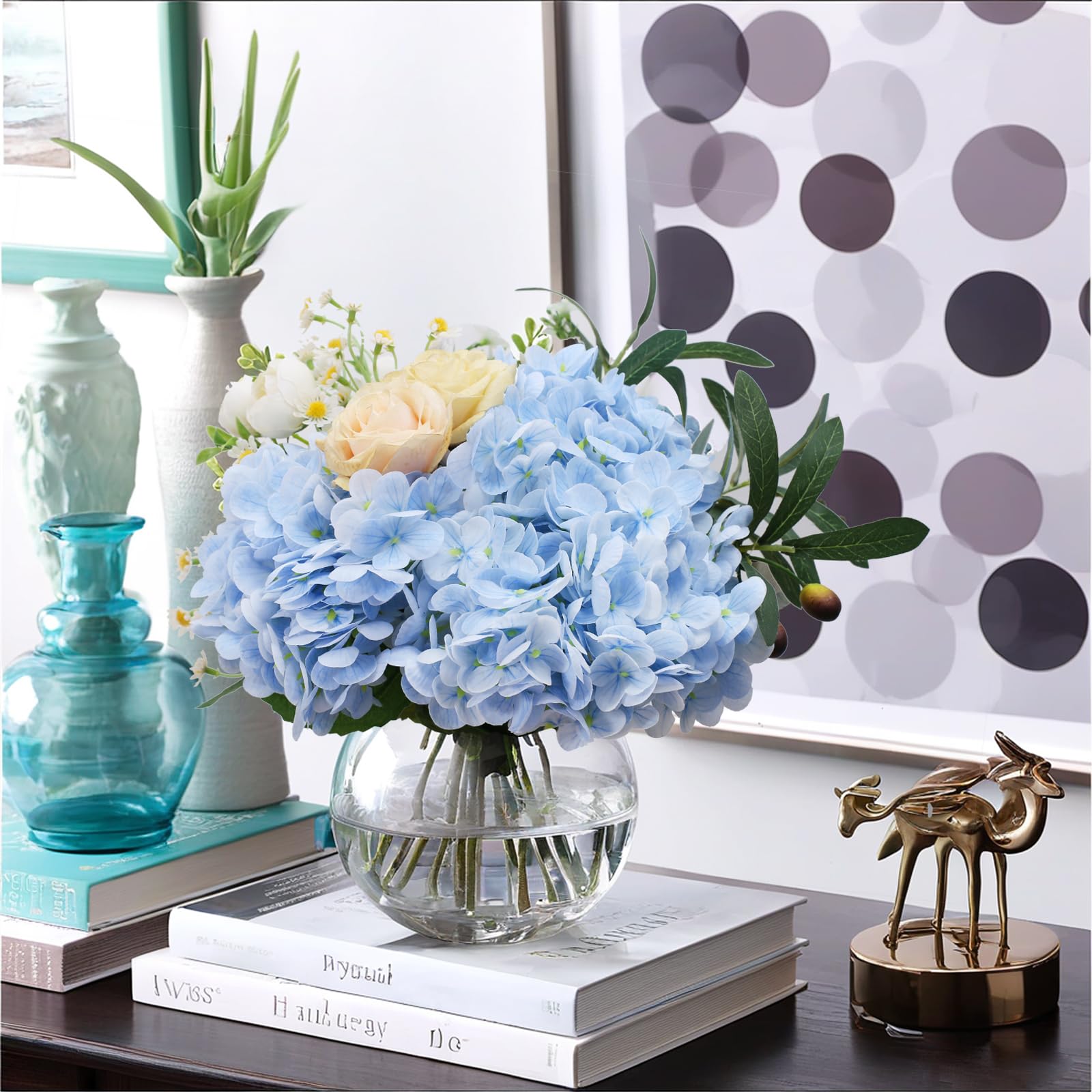 merakdoira Hydrangea Artificial Flowers, 4 PCS Single Long Stem Faux Flowers - Image 4