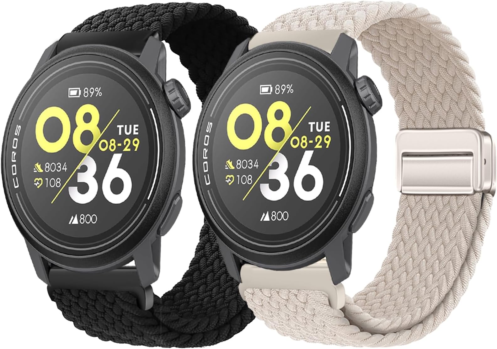 Harikiri 2 Pack Woven Magnetic Bands Compatible with COROS PACE 3/APEX 2 PRO/APEX PRO/APEX 46mm for Men and Women, Breathable, Adjustable, (Multicolor)