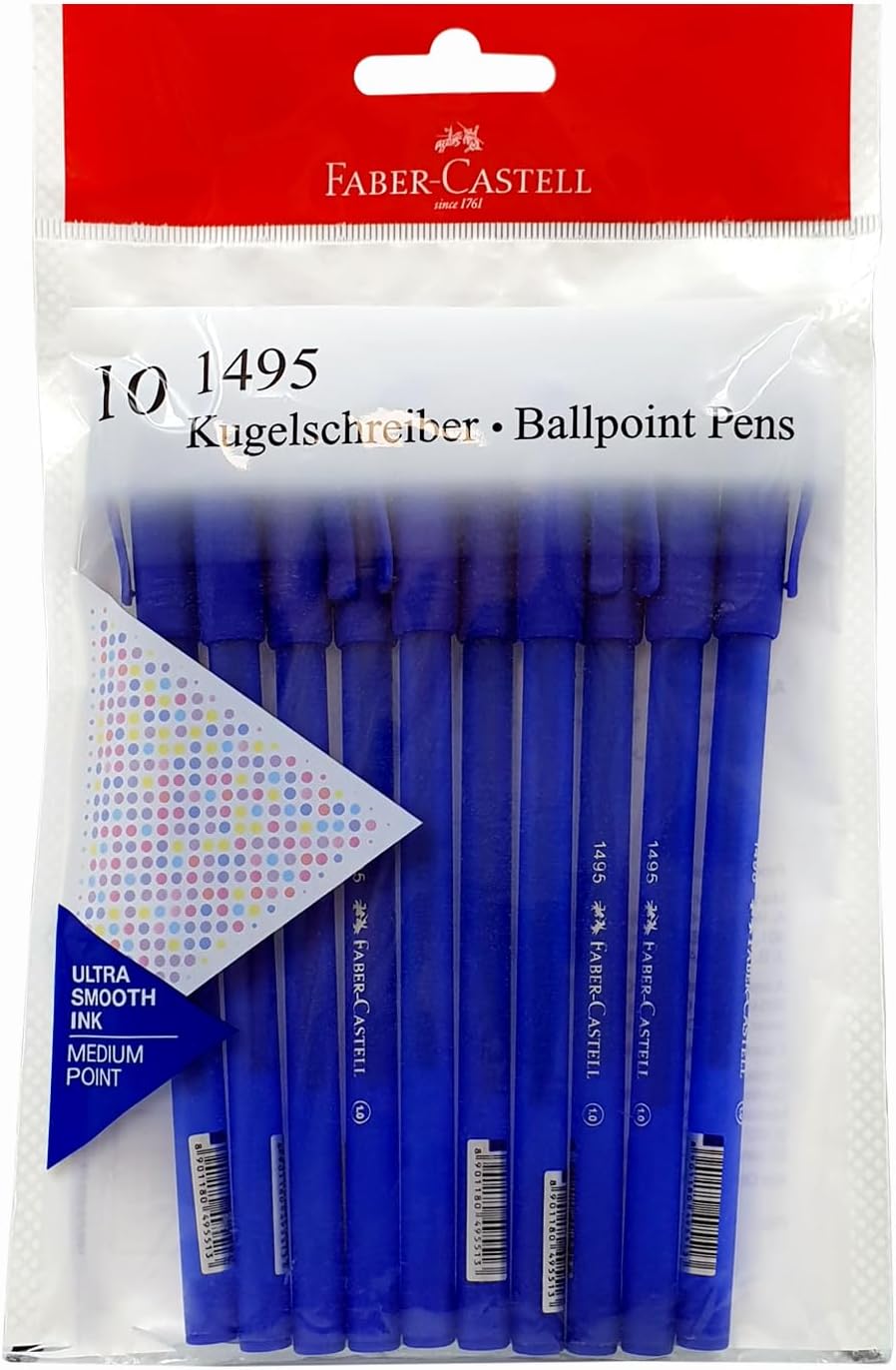 Faber-Castell Faber Castell Ignito Ball Pen 1mm 10Pcs Blue, High Colour Intensity Ink
