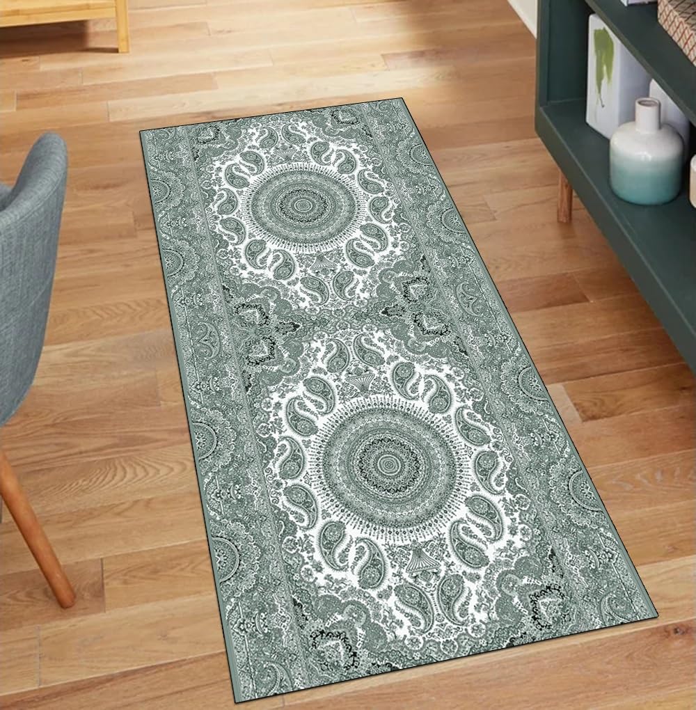 Alfombra de pasillo verde oscuro de 50x250 cm lavable y antideslizante