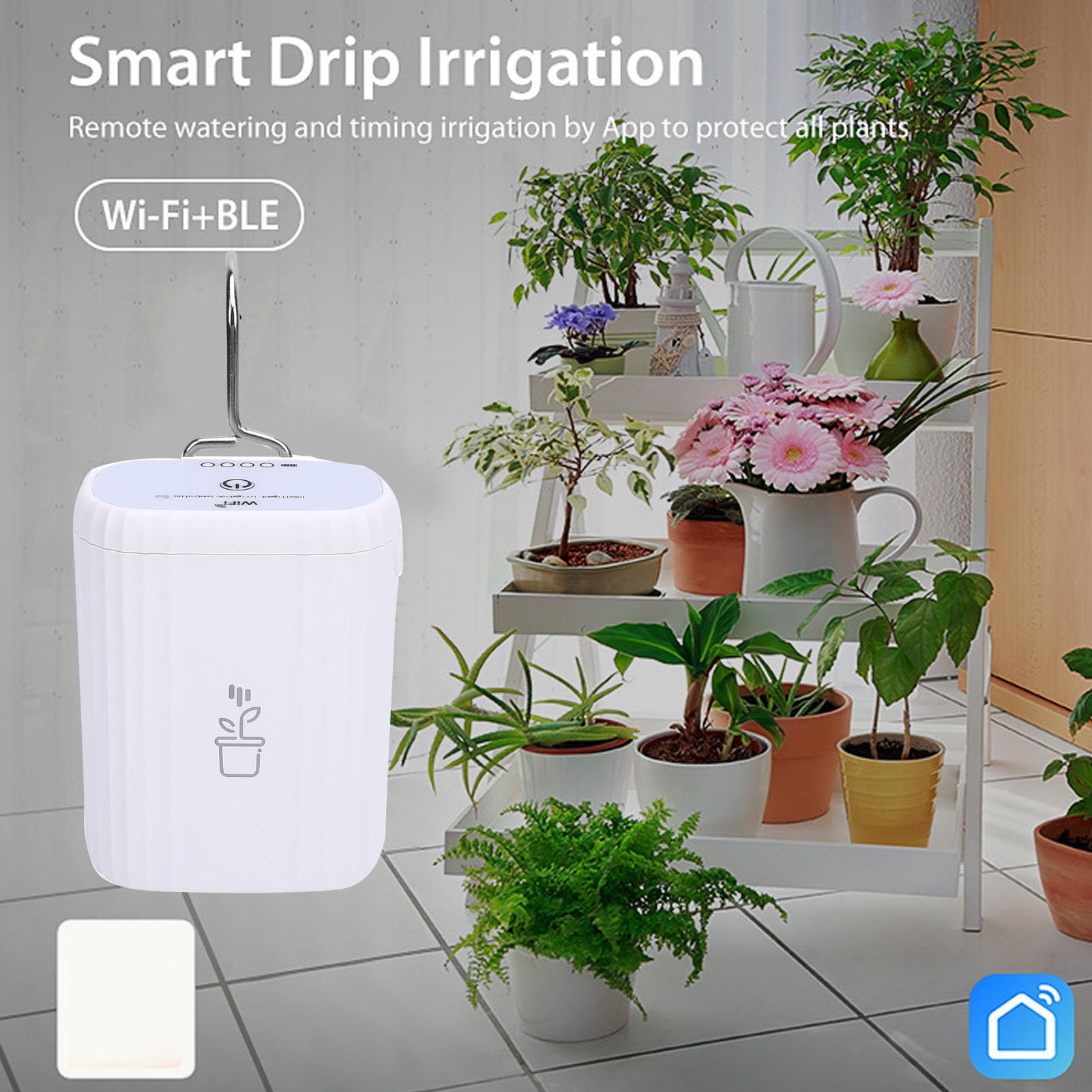 Irrigatore Automatico WiFi per 4 Piante in Vaso Kit Intelligente di Irrigazione a Goccia con Telecomando per Uso Interno