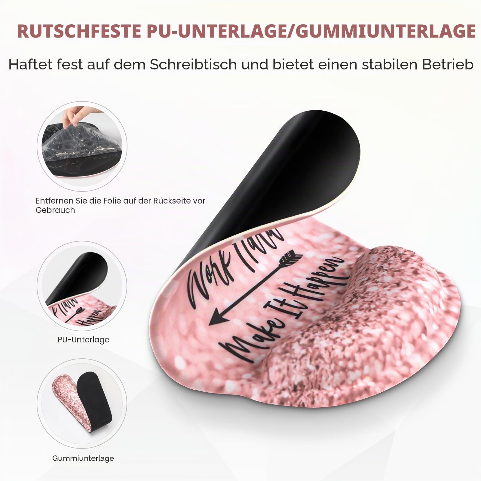 ToLuLu Tischmatte, XXL großes Mauspad Handgelenkstützen-Set, 4 in1 Gaming-Mauspad Tischpad + ergonomisches Mauspad mit Handgelenkauflage + Tastatur Handgelenkstütze + Untersetzer für Frauen Home