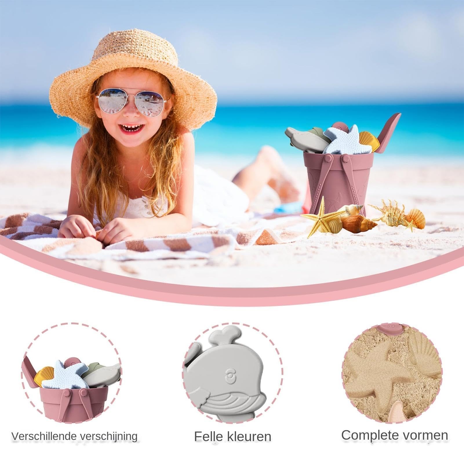 Jeux de Plage Seau pelle et moules en silicone