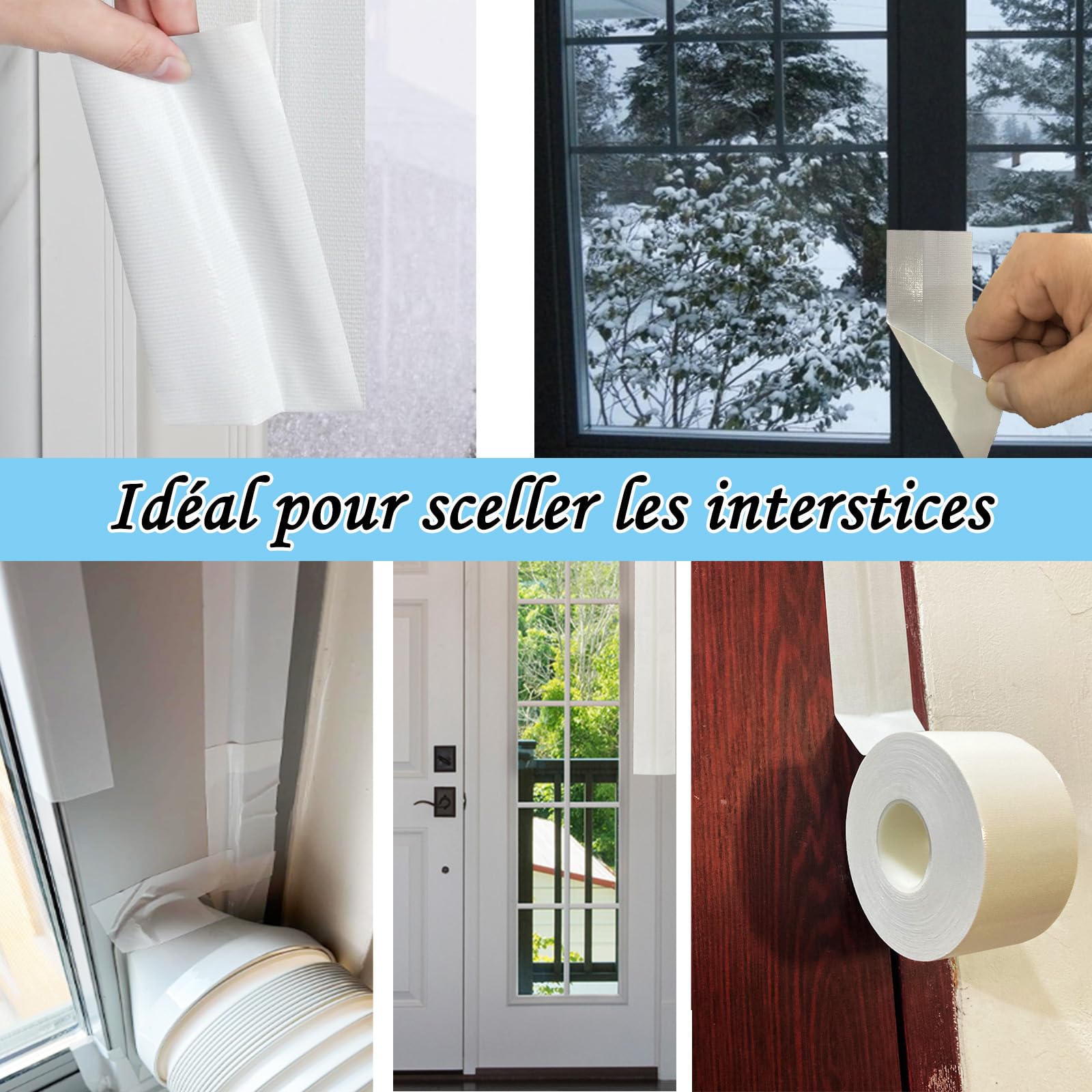 Bande d'étanchéité pour portes et fenêtres, bande blanche pour pare-brise, étanchéité pour climatisation, pour bloquer l'air froid, la poussière et la pluie, 5 cm x 30 m, sans résidus