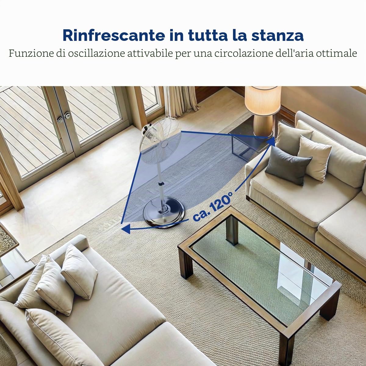 PROFI CARE PC-VL 3064 MS - Ventilatore a piantana in metallo, oscillante, inclinazione regolabile, Ø ca. 40 cm, in acciaio INOX