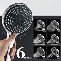 OFFO Zuhanyfej Tömlővel és Tartóval, 6 Sugárzási Mód, Víztakarékos Kézi Zuhany, Króm, 160cm Tömlő, Fali Szerelés 5