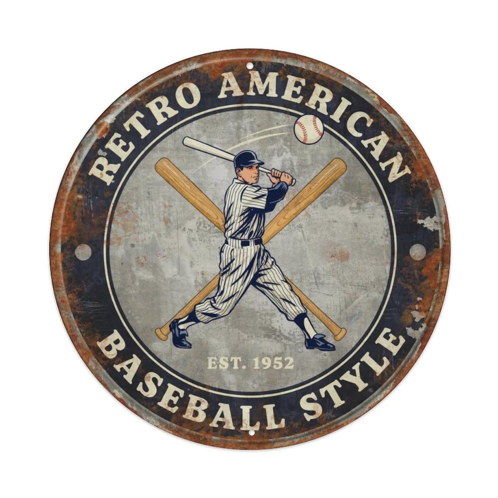 Retro American Baseball Style. Metal Tin Sign Plaque