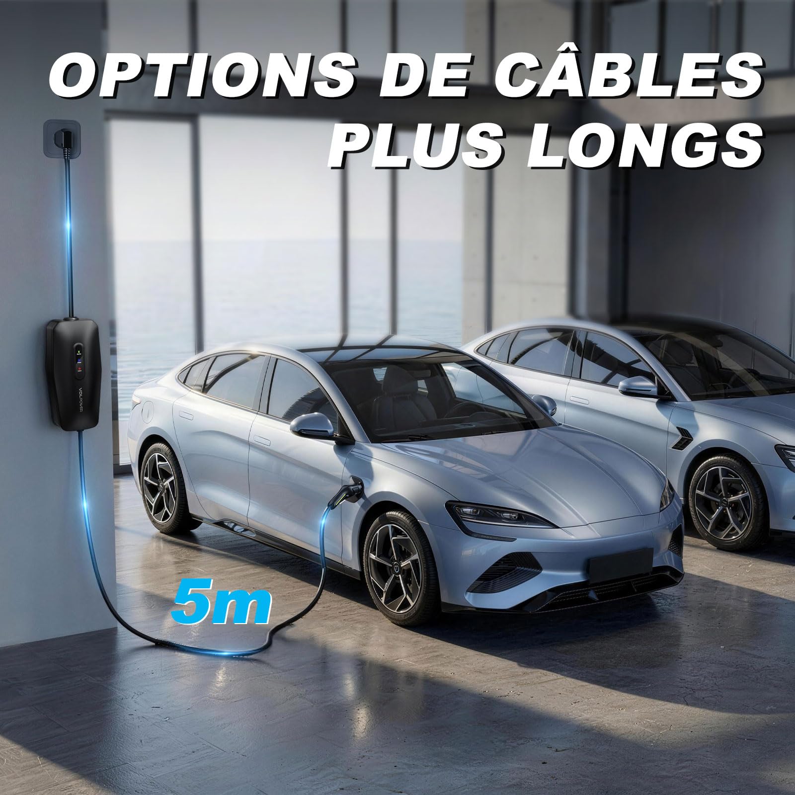 Chargeur Voiture Electrique,3.68KW/5M EV Chargeur Type 2, Cable Recharge Véhicule Electrique 16A avec EU Schuko Prise, Borne de Recharge Monophasé IP65, Compatible avec E-208, Model Y/3,ID.3, ID.4