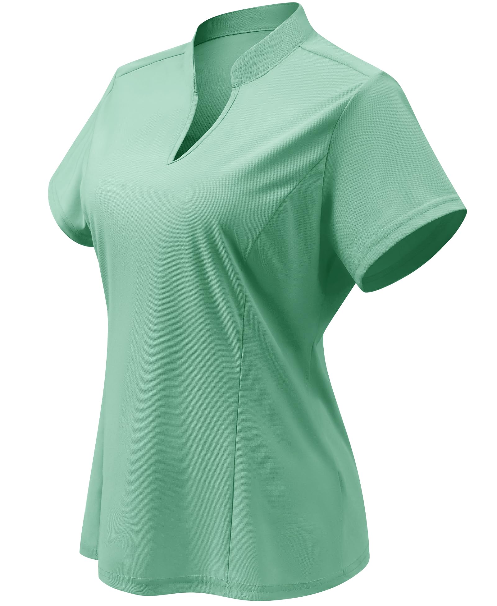 JoyGirl Womens Golf Polo Shirts Quick Dry Tennis Tops Shirt Collarless V Neck Pickleball Outfits for Women Moisture Wicking