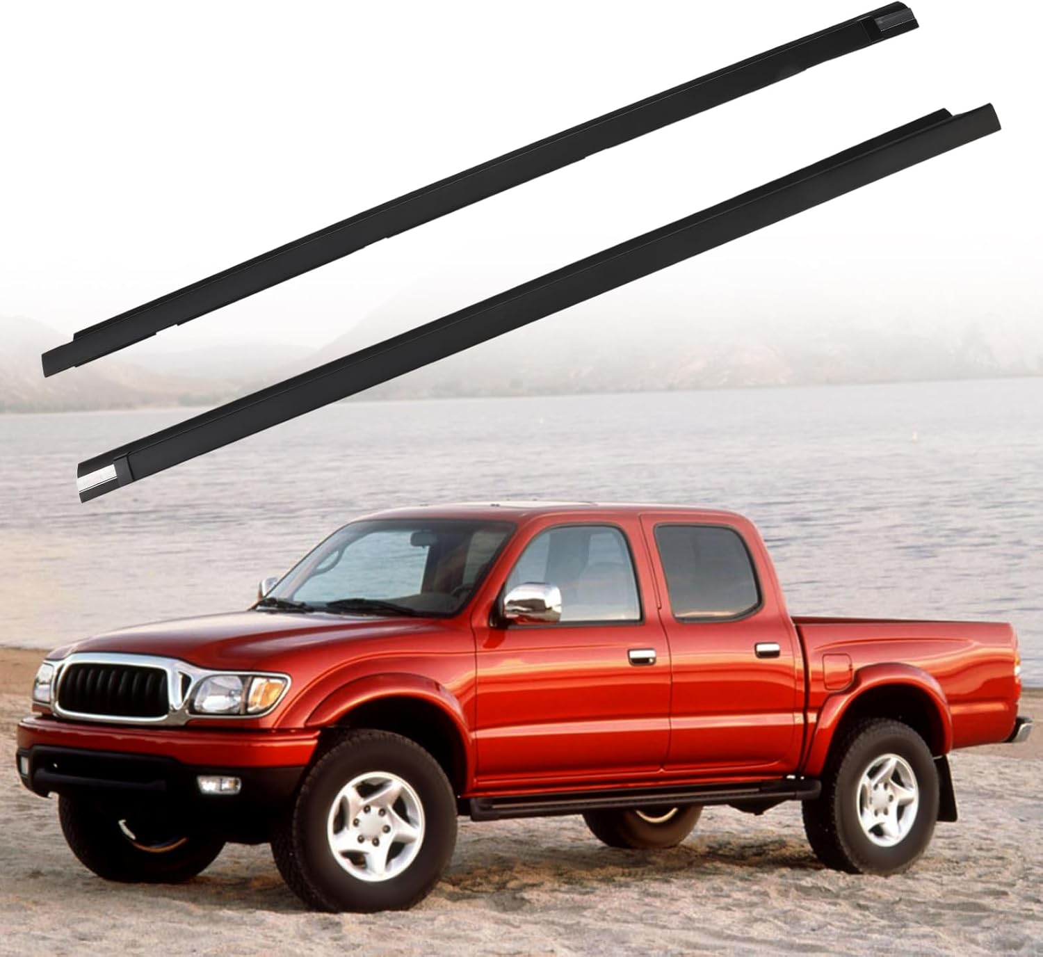 JDMON 2PC Door Window Moulding Weatherstrip Compatible with Toyota Tacoma 1995-2004, Outer Outside Weather Stripping Trim Seal Belt Replacement for 68160-04020 68210-04020, Driver and Passenger Side