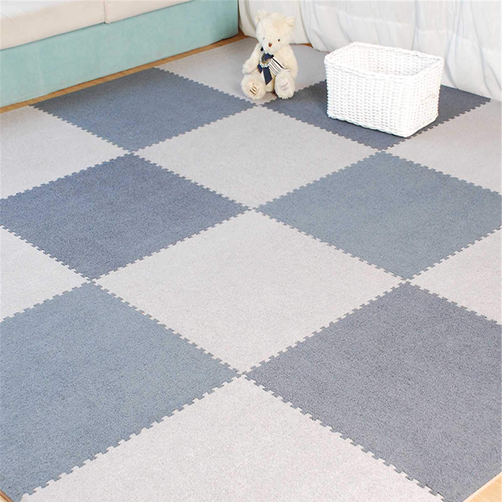 Tappetino in Schiuma da Gioco Puzzle per Bambini, Tappetini Striscianti in Peluche Spesso Adatti per Area Giochi per Bambini, Camera da Letto, Soggiorno, Palestra (23 "X 23"),Gray+Dark Gray,4