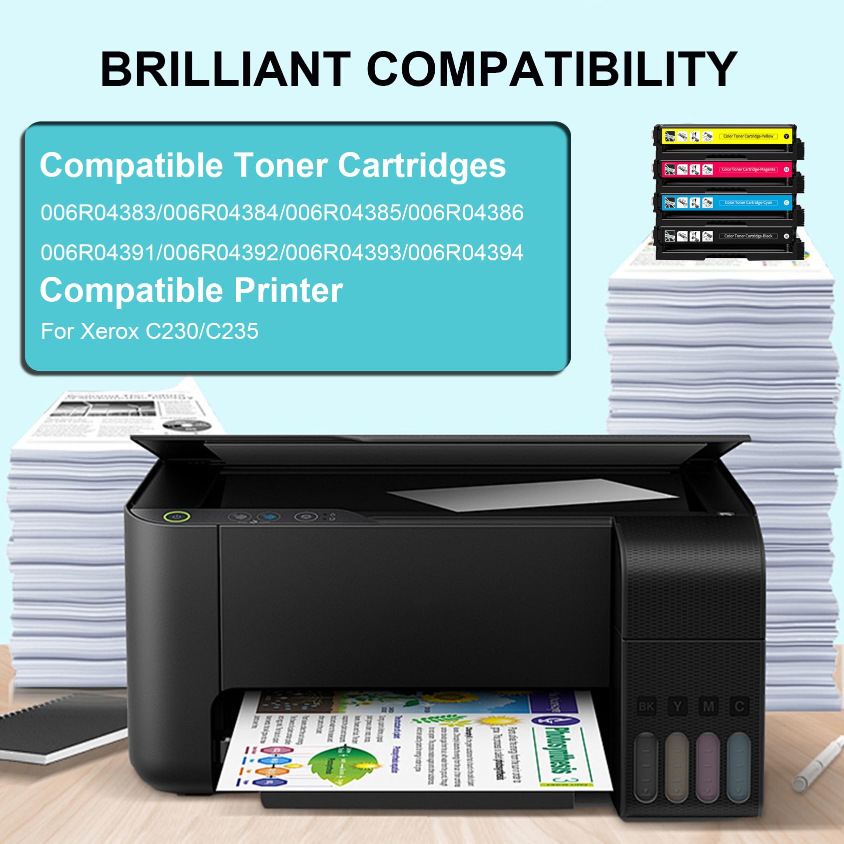Cartucho De Tóner C230 C235 De Repuesto Para Impresora Xerox C230/C235, Cartucho De Tinta De Alta Capacidad Para Tóner 006R04391 006R04392 006R04393 006R04394 (3000 Páginas),Magenta-1 Pack
