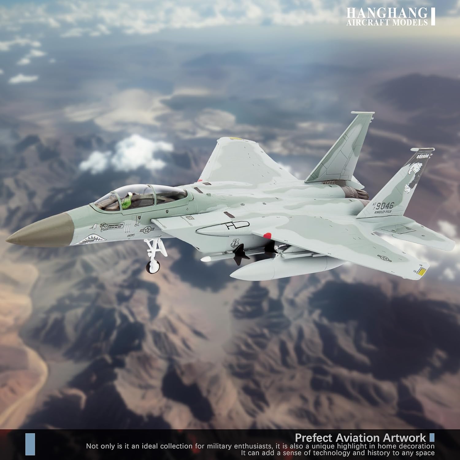 HANGHANG 1/100 Military Model Plane F15C Eagle Alloy Fighter Plane Model Model Airplane for Collection and Gift