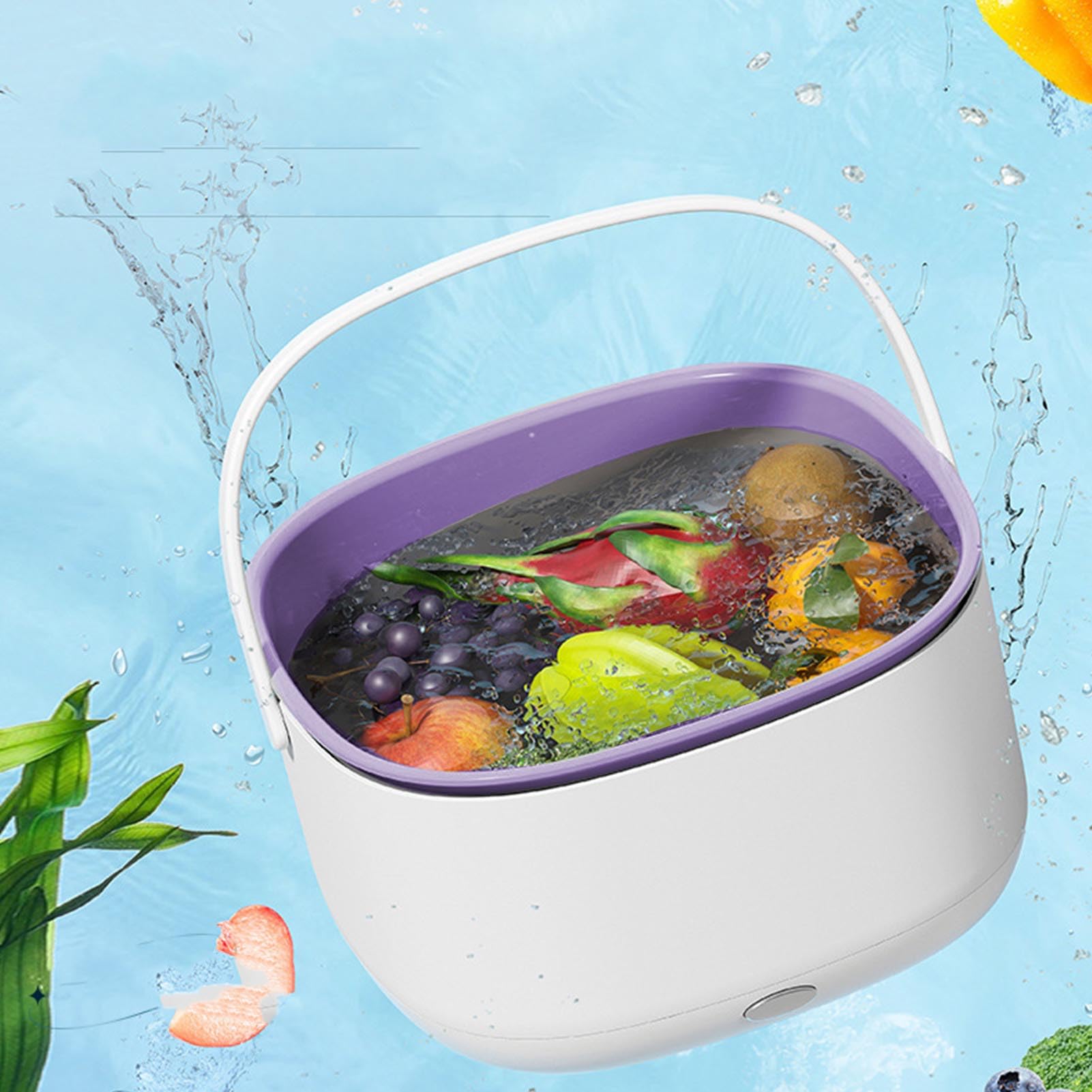 Baschi di lavaggio di frutta e verdura elettrica Purificatore di drenaggio a doppio strato per cucina per alimenti efficienti per la pulizia degli ingredienti PP 23x23x13cm