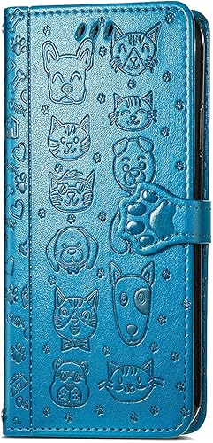 Miniatura 2 de Funda de piel sintética tipo cartera para Samsung Galaxy A13 5G, diseño de perro y gato con cierre magnético y ranuras para tarjetas de efectivo,