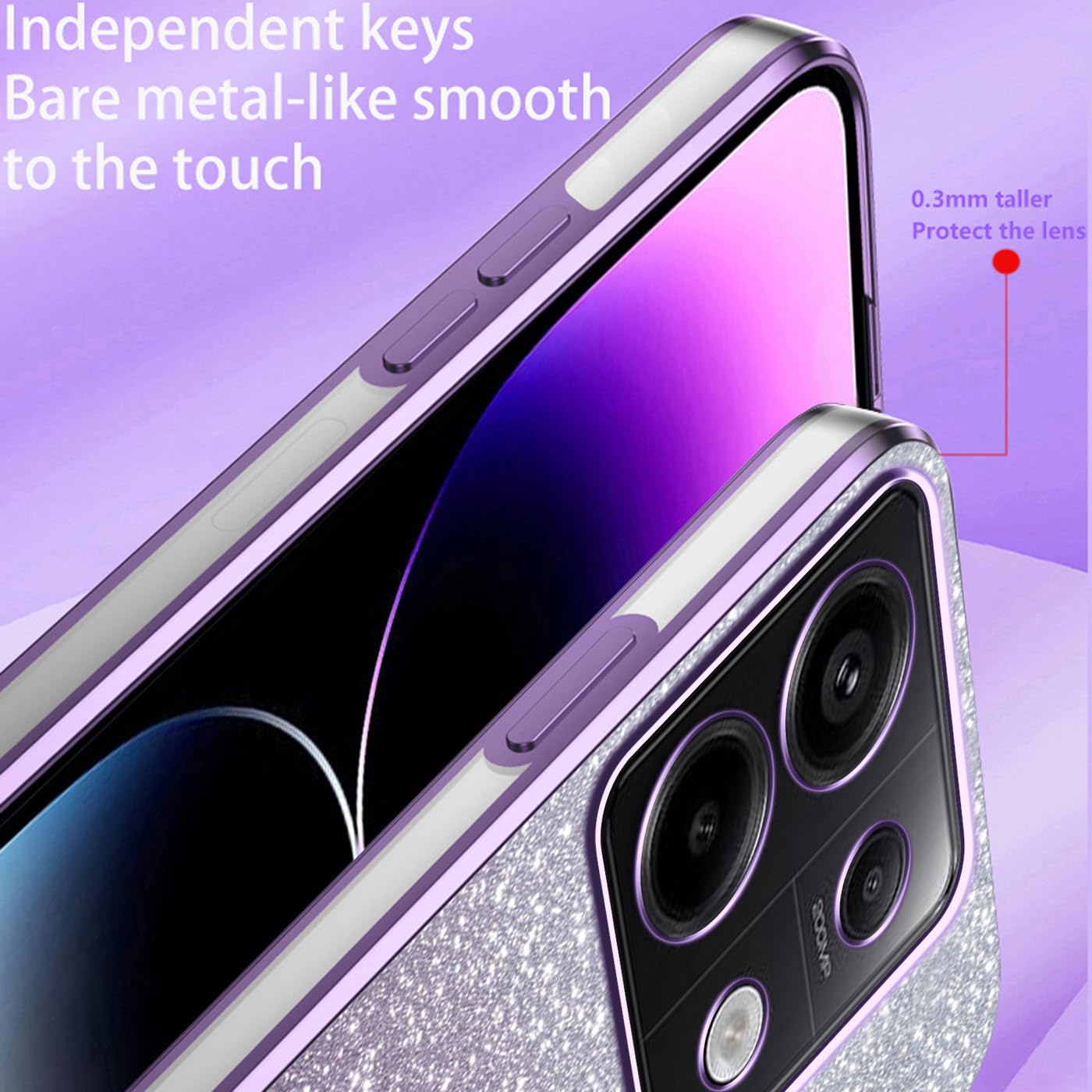 PanXCase Glitter Cover per Xiaomi Redmi Note 13 5G - Custodia