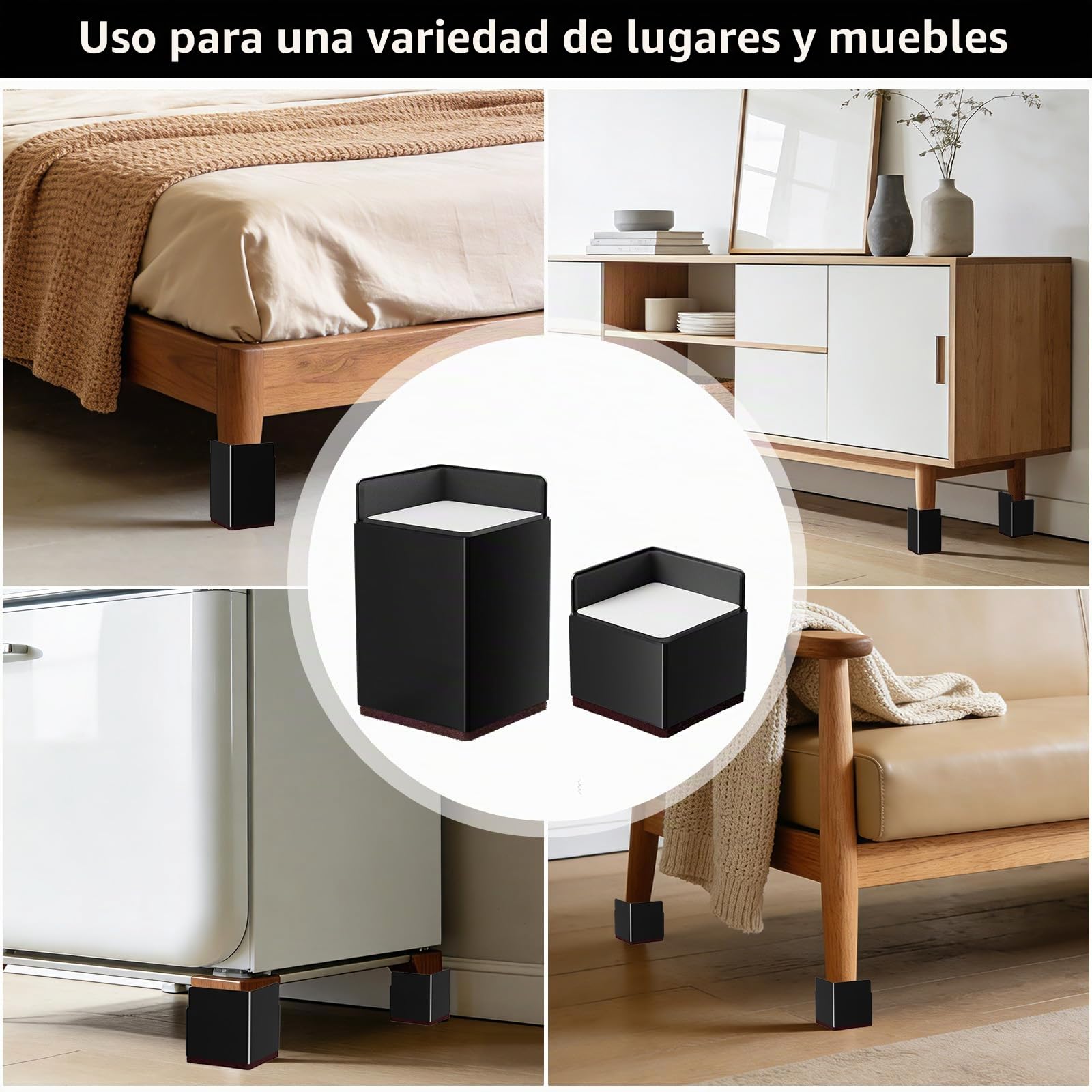 Elevador de muebles de 4 pulgadas, 10 cm, de acero al carbono, autoadhesivo, elevador de muebles, altura de mesa, elevador de silla, 8 cm de diámetro, cada pie de elefante rodamiento 2500 PFD