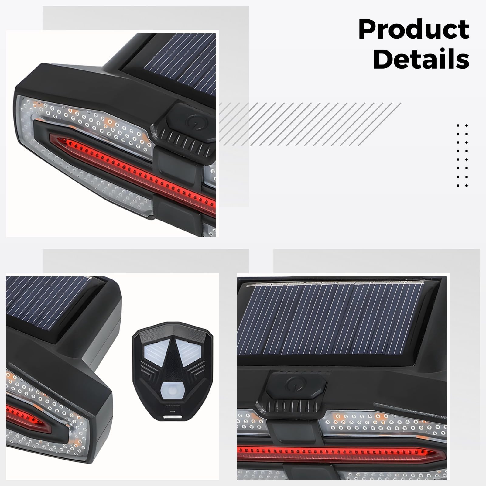 Feu arrière vélo télécommandé avec avertisseur sonore, Recharge Solaire et USB, Clignotants Gauche et Droite, contrôle sans Fil, signalisation arrière pour Conduite de Nuit, sécurité renforcée