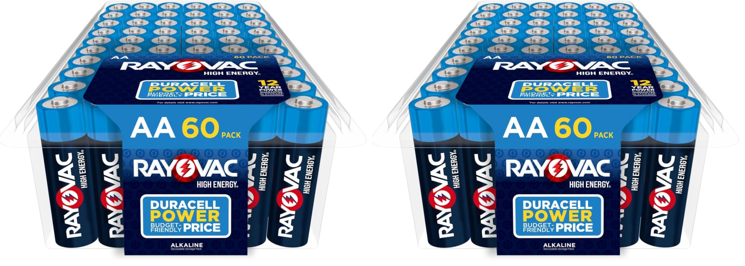 AA Batteries, Double A Battery Alkaline, 60 Count (Pack of 2)