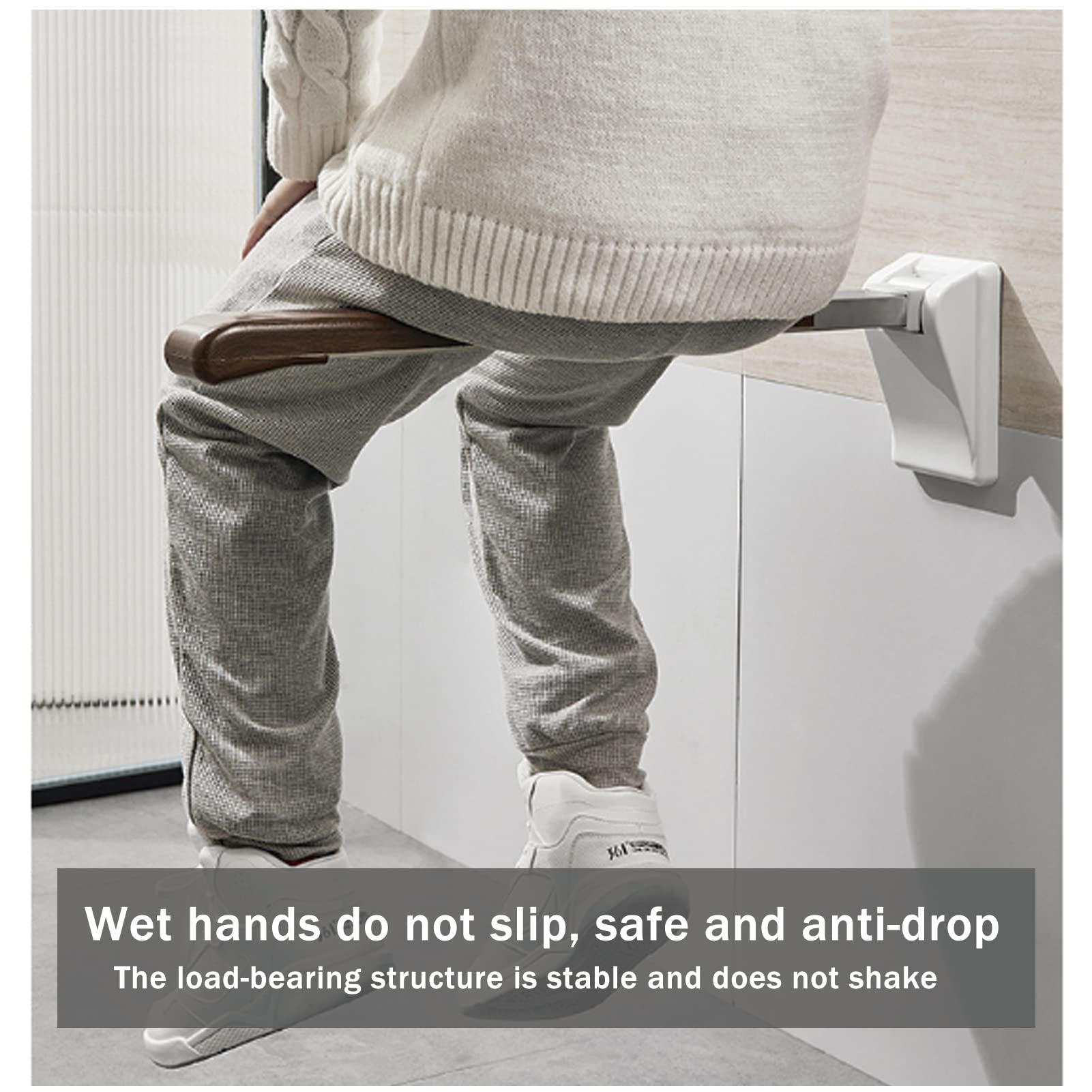 Barras de agarre abatibles para personas mayores para pared, barra de seguridad para inodoro, soporte de asiento de baño para discapacitados, barras de ducha de acero inoxidable de 27.5
