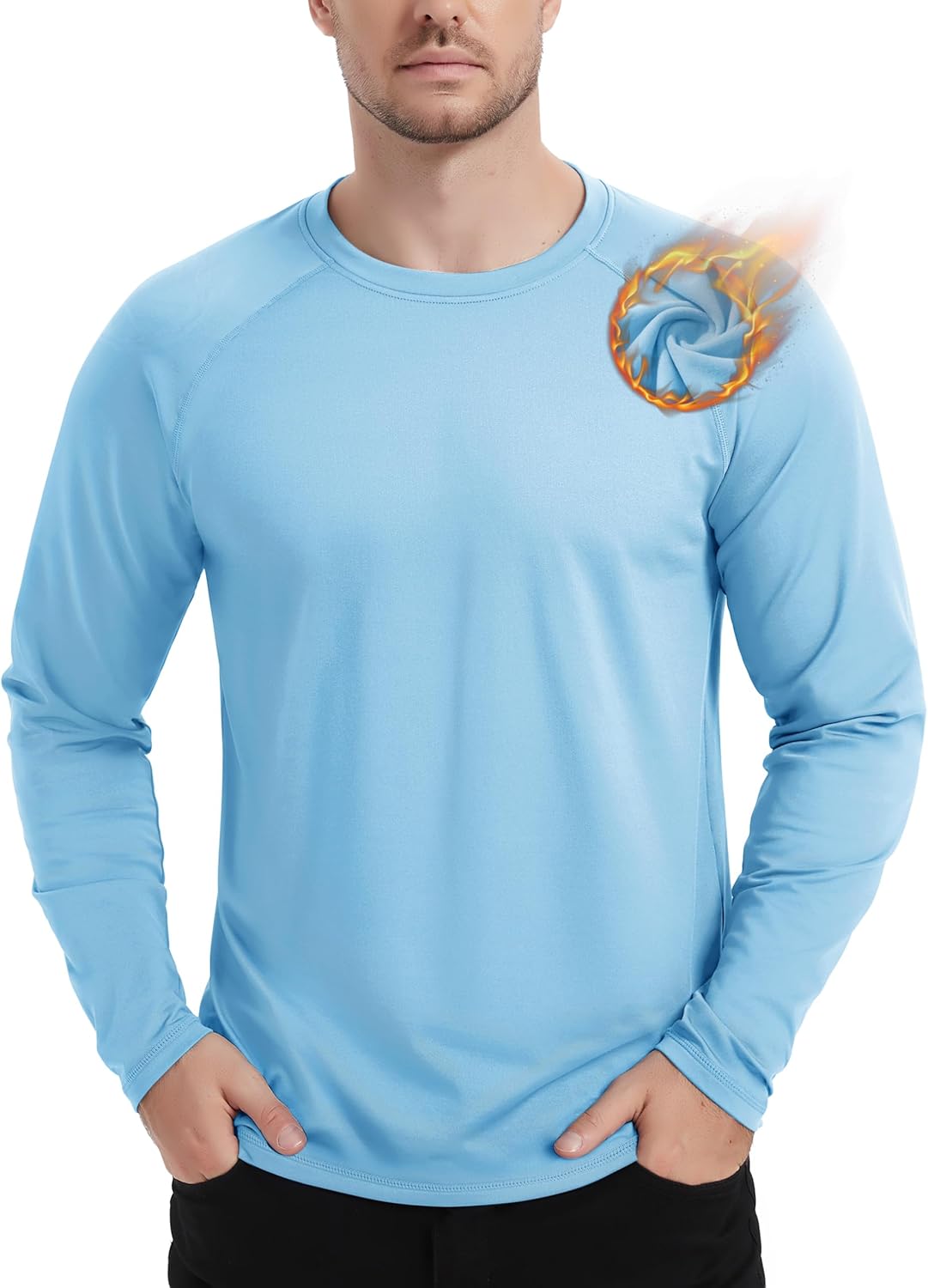 TACVASEN Men's Thermal Shirt Long Sleeve Fleece Lined Base Layer Lightweight Athletic Undershirt Winter Tops Workout