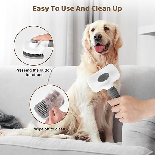 Miniatura 6 de Cepillo de aseo para perros, cepillo deslizante para mascotas con rastrillo de capa interior, peine de pelo anudado desenredante, peines de