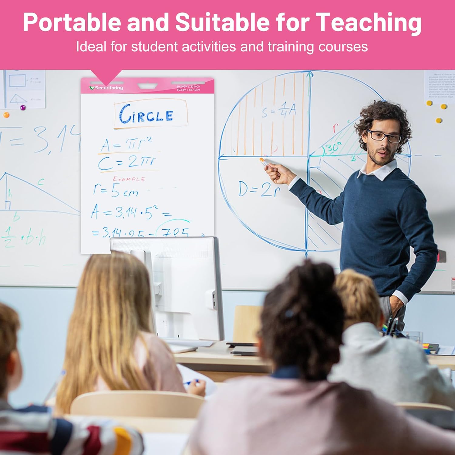 Sticky Easel Pad - 20 x 23 Inches Flip Chart Paper for Teachers, Super Sticking Power & Bleed-Resistant - Self-Stick Easel Paper for Office, School, Classroom Supplies, 35 Sheets/Pad, 3 Pads/Pack