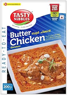 Tasty Nibbles Ready to Eat Butter Chicken 200g | Open Heat & Eat | Non-Vegetarian | No Added Preservatives | Japanese Retort Technology [Pack of 1]